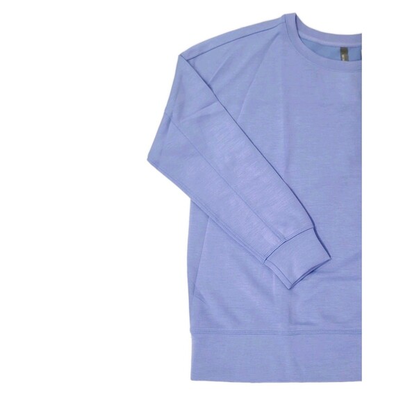 Mondetta Women's M Drop Shoulders Scuba Crewneck Relaxed Sweatshirt Stretch Blue - Picture 6 of 11